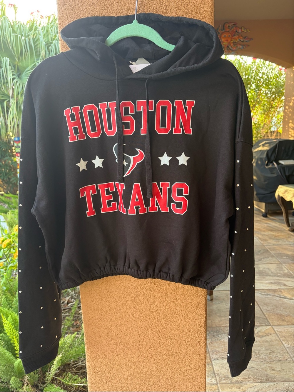 Waaay CUTE GAMEDAY COUTURE NFL BLING 🏈HOUSTON TEXANS 🏈 Black Crop Hoodie SZ M